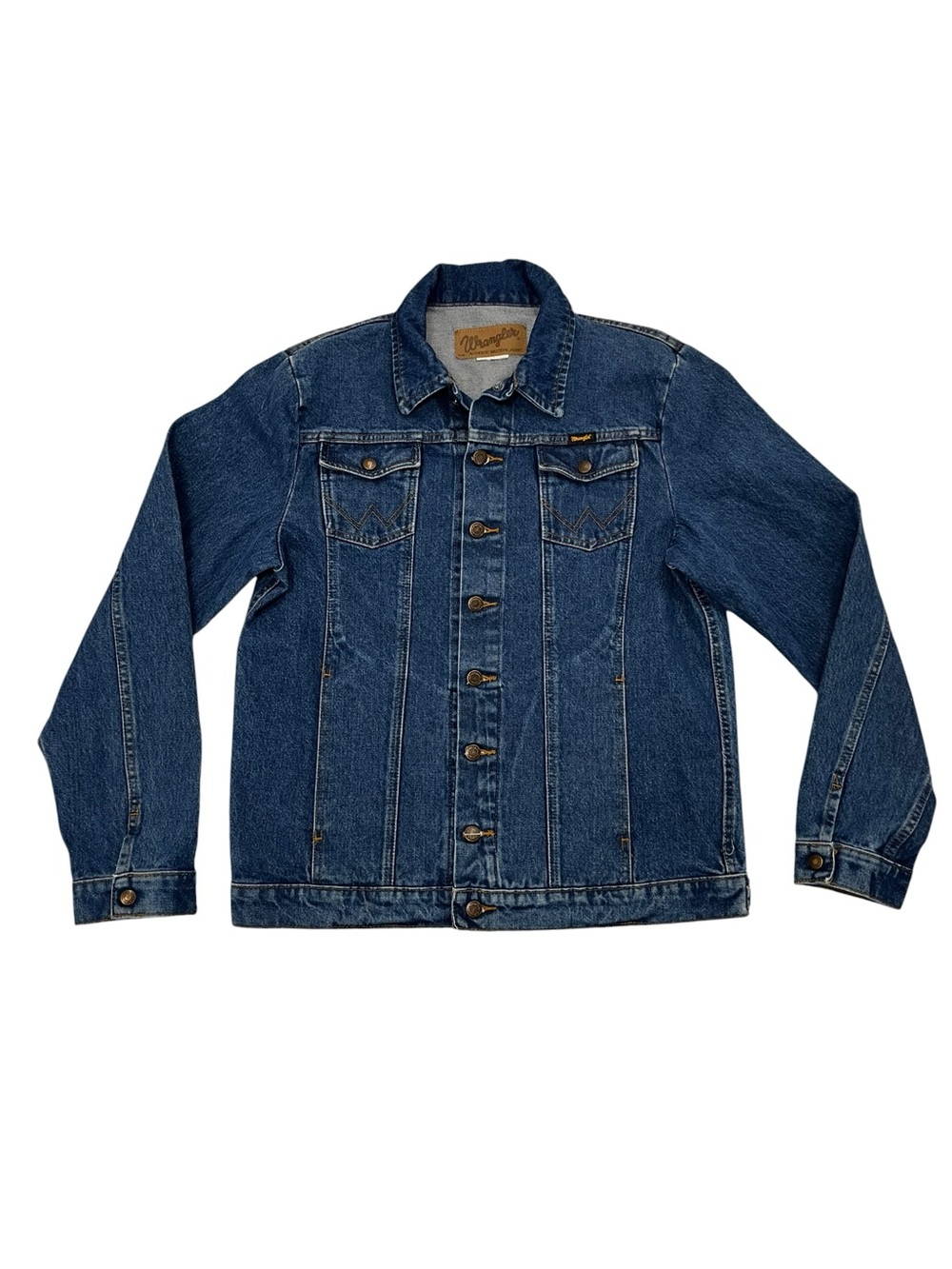 Vintage Wrangler Denim Shirt Jacket Men’s M Blue Cotton Western Trucker Workwear